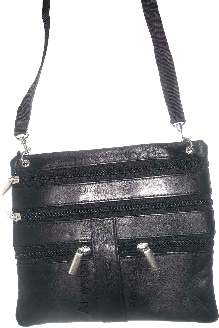 Men's Leather all purpose hand bag waist bag belt bag waist pouch 5 zip pockets - Image 5
