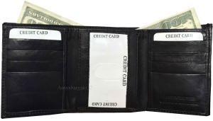 Men’s Wallet Genuine leather Trifold wallet ID case 2 bill pockets 6 cards - Image 3