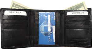 Men’s Wallet Genuine leather Trifold wallet ID case 2 bill pockets 6 cards - Image 4