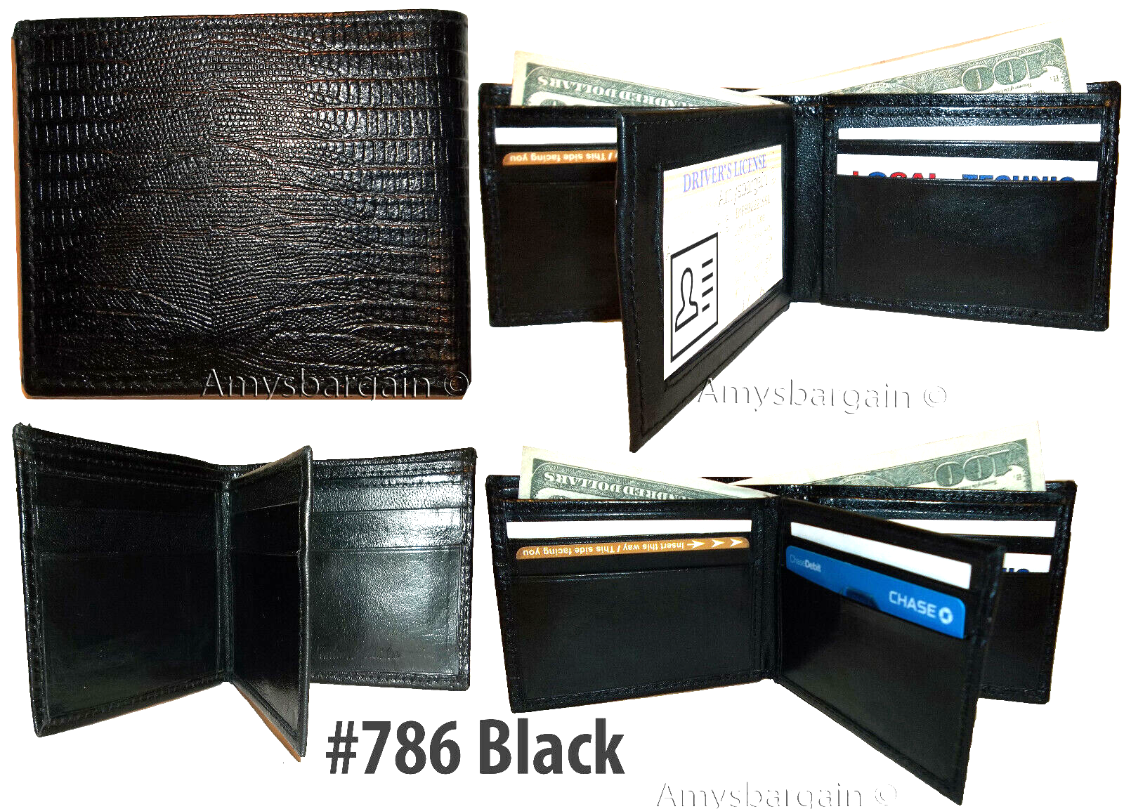 Men's Wallet Lizard skin printed Leather man's Bifold wallet 2 Bill slot ID card