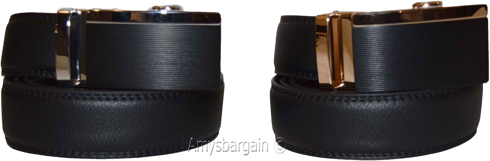 Men's belt Genuine Leather Dress Belt Automatic Lock buckle Men's Black belt - Image 3