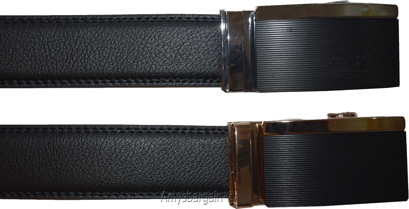 Men's belt Genuine Leather Dress Belt Automatic Lock buckle Men's Black belt - Image 4