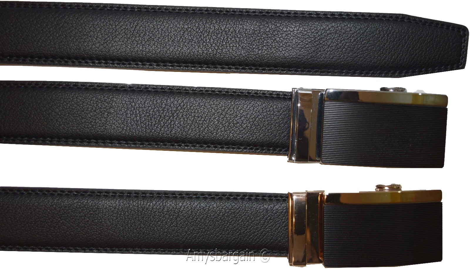 Men's belt Genuine Leather Dress Belt Automatic Lock buckle Men's Black belt - Image 9