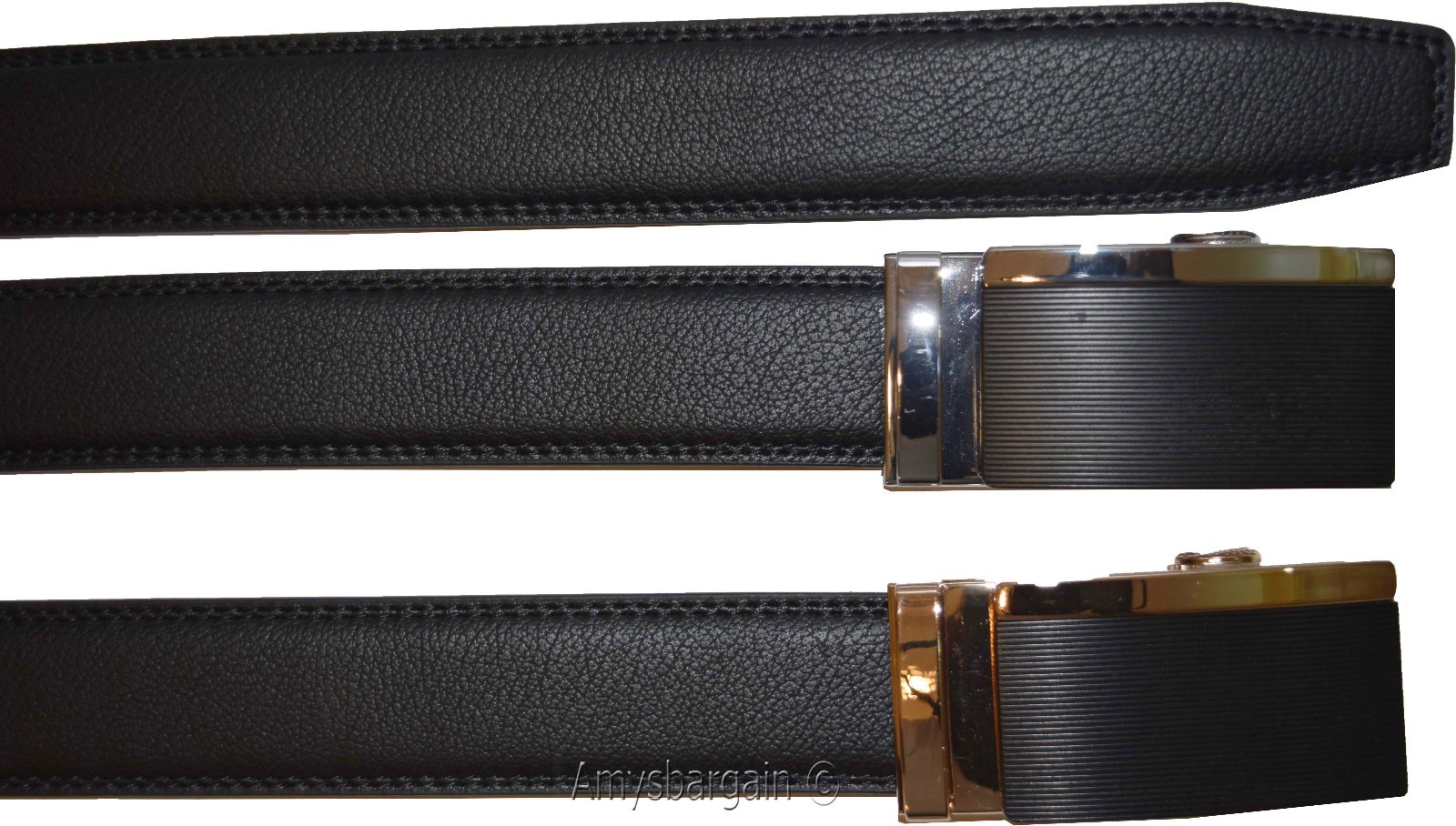 Men's belt Genuine Leather Dress Belt Automatic Lock buckle Men's Black belt - Image 10