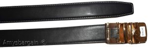 Men's belt leather dress belt balck white automatic buckle dress casual up-43". - Image 7