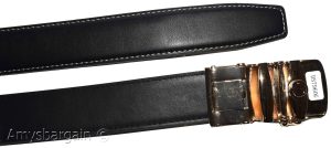 Men's belt leather dress belt balck white automatic buckle dress casual up-43". - Image 8