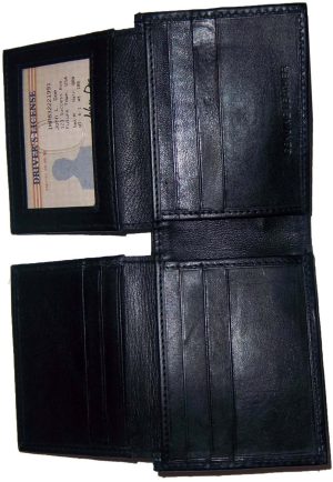 Men's leather wallet 11 Card 2 ID 2 bill pockets black bi-fold wallet billetera - Image 13