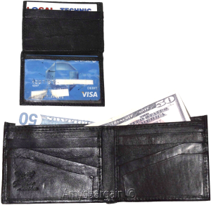 Men's wallet. Brifold Genuine Leather 10 credit card ID Billfold Black Wallet NW - Image 4