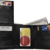 Men's wallet. Leather Tri-fold Wallet Black 9 card 2 ID 2 Bill slots new wallet