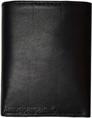 Men's wallet. Leather Tri-fold Wallet Black 9 card 2 ID 2 Bill slots new wallet - Image 3