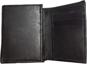 Men's wallet. Leather Tri-fold Wallet Black 9 card 2 ID 2 Bill slots new wallet - Image 5