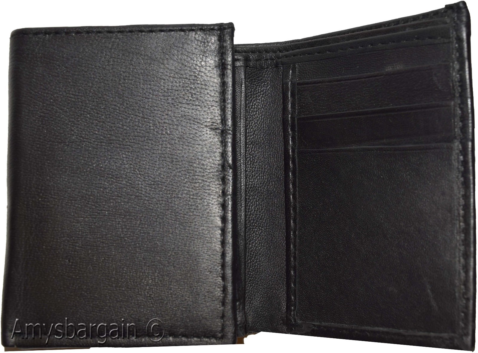 Men's wallet. Leather Tri-fold Wallet Black 9 card 2 ID 2 Bill slots new wallet - Image 5