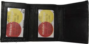 Men's wallet. Leather Tri-fold Wallet Black 9 card 2 ID 2 Bill slots new wallet - Image 6