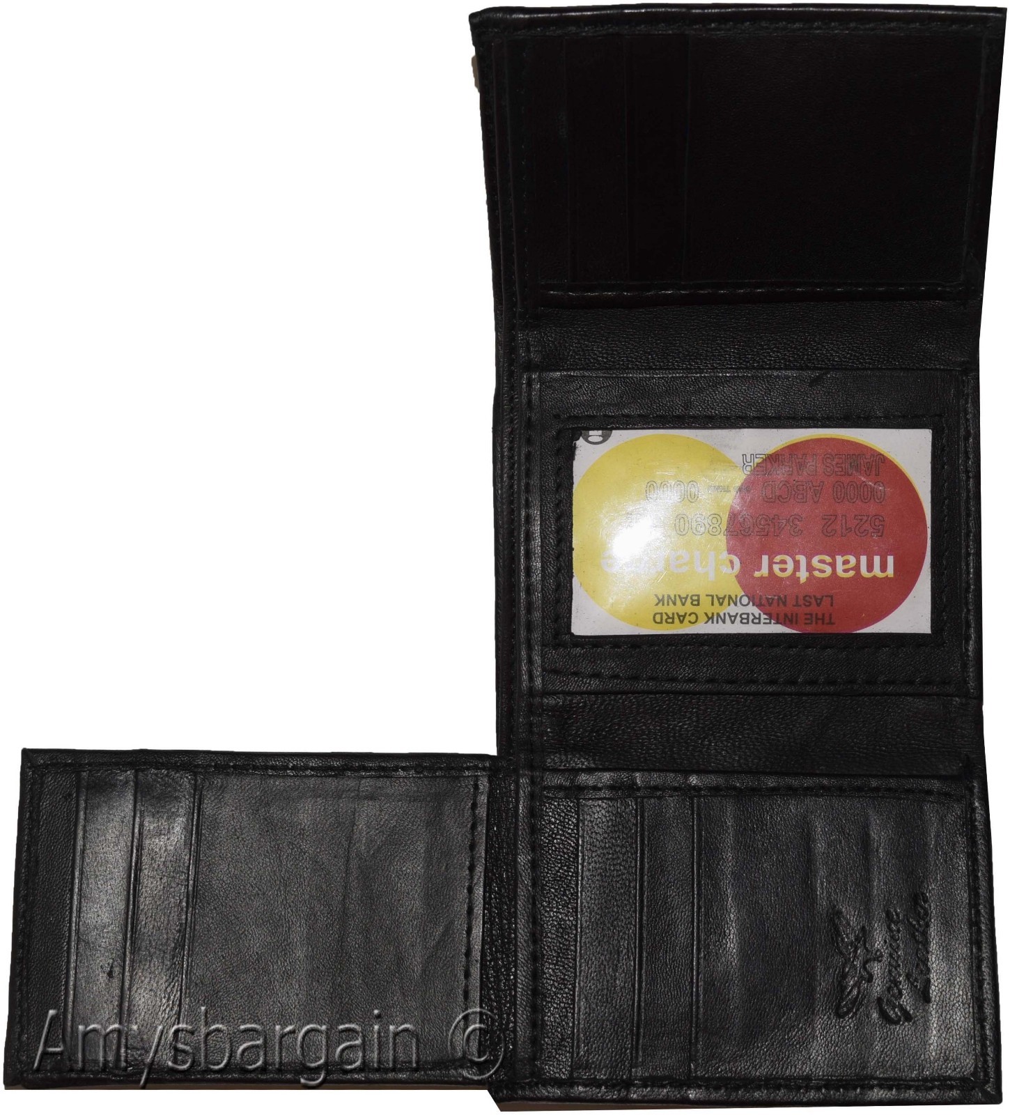 Men's wallet. Leather Tri-fold Wallet Black 9 card 2 ID 2 Bill slots new wallet - Image 7