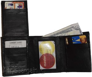 Men's wallet. Leather Tri-fold Wallet Black 9 card 2 ID 2 Bill slots new wallet - Image 8