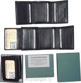 Men's wallet RFID genuine leather trifold wallet secure IDs credit cards in box