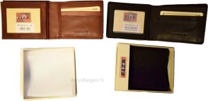 Men's wallet genuine Leather Bifold Black wallet 2 bill slots 9 Cred case In Box - Image 3