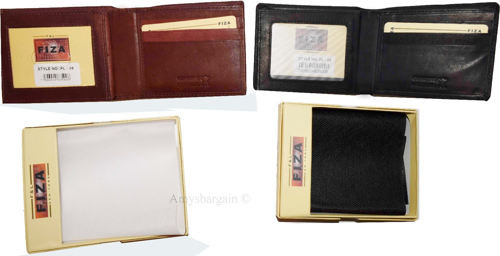 Men's wallet genuine Leather Bifold Black wallet 2 bill slots 9 Cred case In Box - Image 4