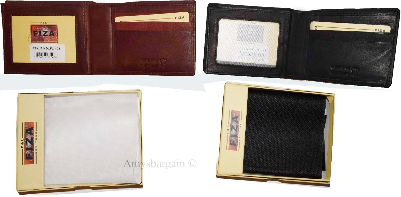 Men's wallet genuine Leather Bifold Black wallet 2 bill slots 9 Cred case In Box - Image 5