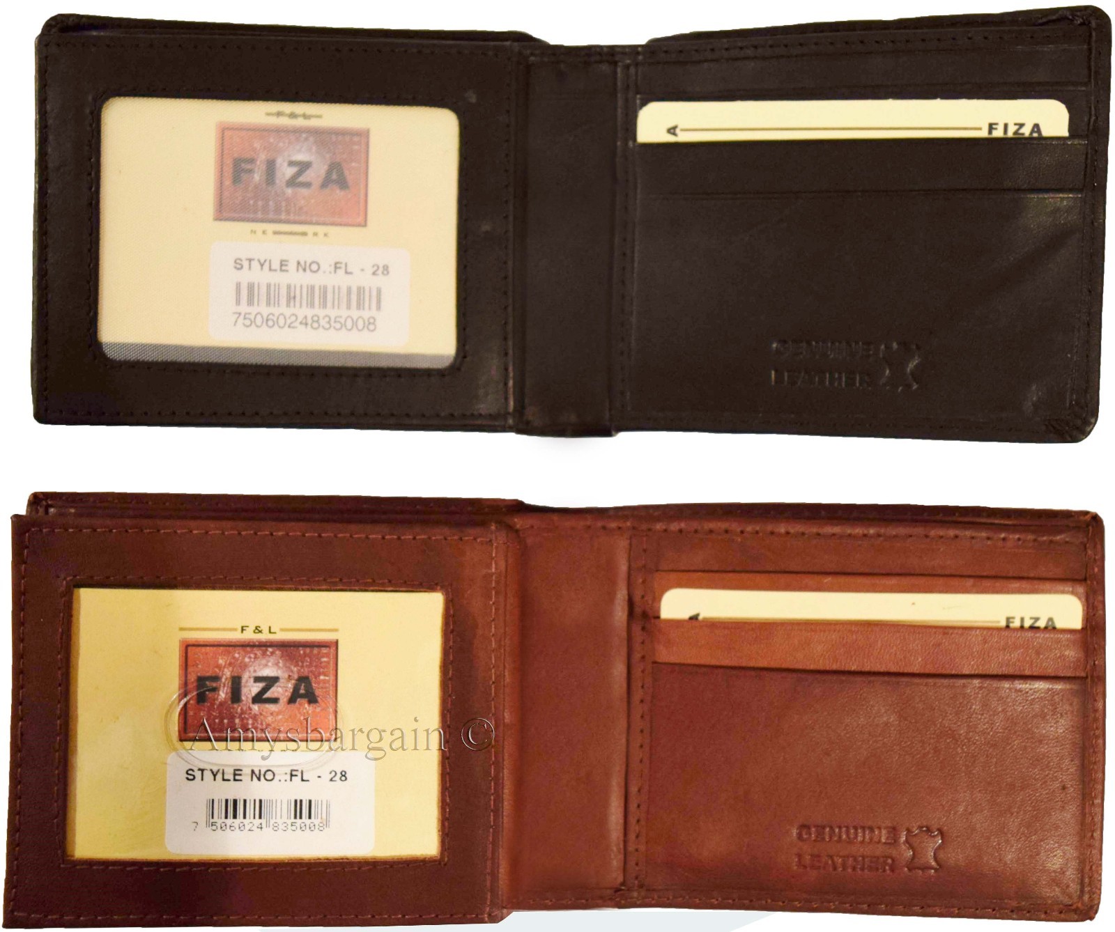 Men's wallet genuine Leather Bifold Black wallet 2 bill slots 9 Cred case In Box - Image 9