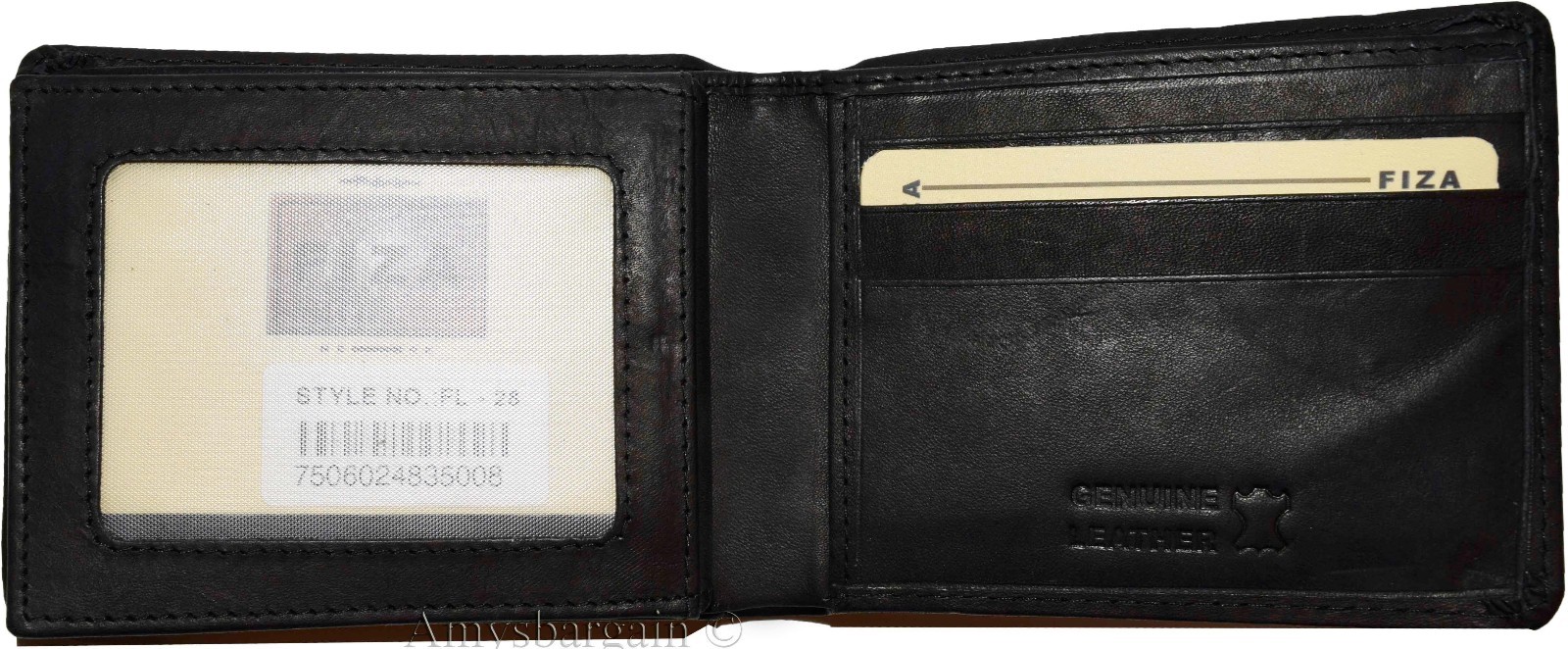 Men's wallet genuine Leather Bifold Black wallet 2 bill slots 9 Cred case In Box - Image 10
