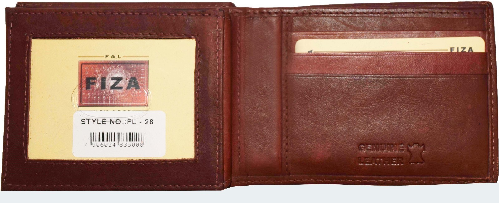 Men's wallet genuine Leather Bifold Tan wallet 2 Bill slots 9 Cards new In Box - Image 11