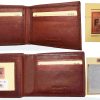 Men's wallet genuine Leather Bifold Tan wallet 2 Bill slots 9 Cards new In Box