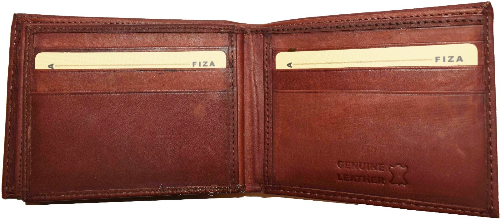 Men's wallet genuine Leather Bifold Tan wallet 2 Bill slots 9 Cards new In Box - Image 13