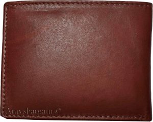 Men's wallet genuine Leather Bifold Tan wallet 2 Bill slots 9 Cards new In Box - Image 3