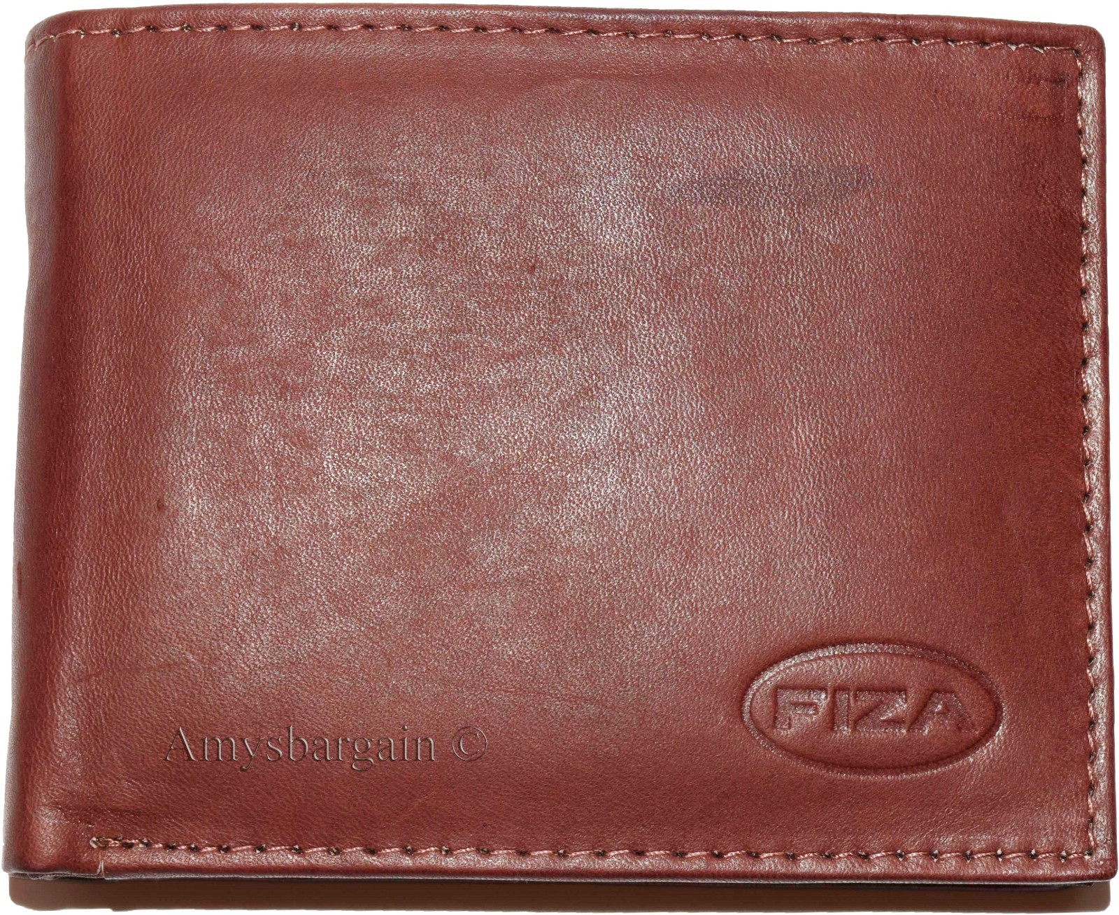 Men's wallet genuine Leather Bifold Tan wallet 2 Bill slots 9 Cards new In Box - Image 4