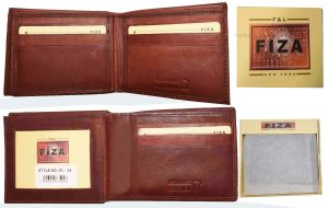 Men's wallet genuine Leather Bifold Tan wallet 2 Bill slots 9 Cards new In Box