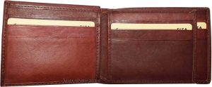 Men's wallet genuine Leather Bifold Tan wallet 2 Bill slots 9 Cards new In Box - Image 7