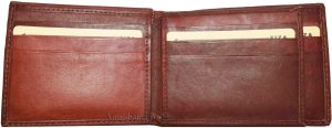Men's wallet genuine Leather Bifold Tan wallet 2 Bill slots 9 Cards new In Box - Image 8