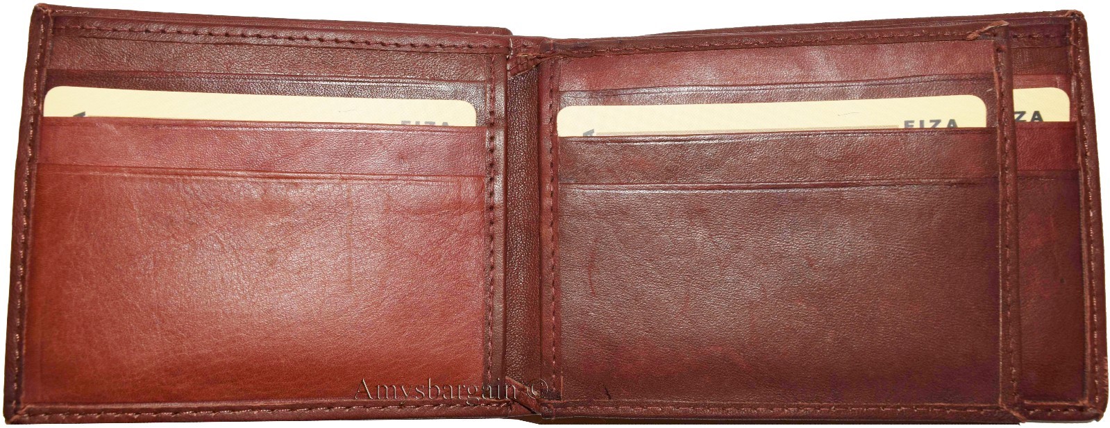 Men's wallet genuine Leather Bifold Tan wallet 2 Bill slots 9 Cards new In Box - Image 8