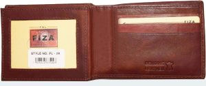 Men's wallet genuine Leather Bifold Tan wallet 2 Bill slots 9 Cards new In Box - Image 9