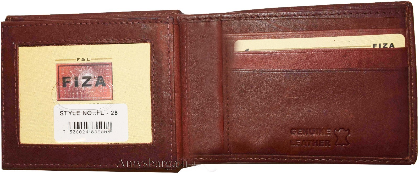 Men's wallet genuine Leather Bifold Tan wallet 2 Bill slots 9 Cards new In Box - Image 10