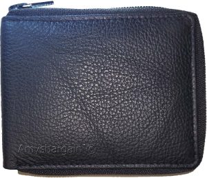 Men's zip around wallet new natural grain black wallet bramd new leather wallet - Image 3