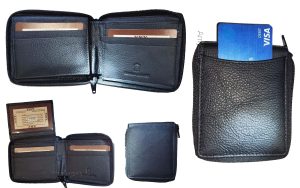 Men's zip around wallet new natural grain black wallet bramd new leather wallet