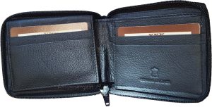 Men's zip around wallet new natural grain black wallet bramd new leather wallet - Image 4