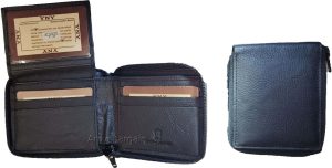 Men's zip around wallet new natural grain black wallet bramd new leather wallet - Image 7