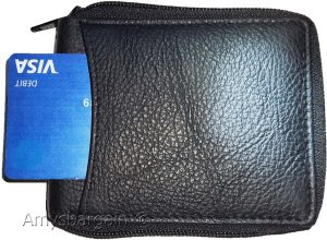 Men's zip around wallet new natural grain black wallet bramd new leather wallet - Image 8