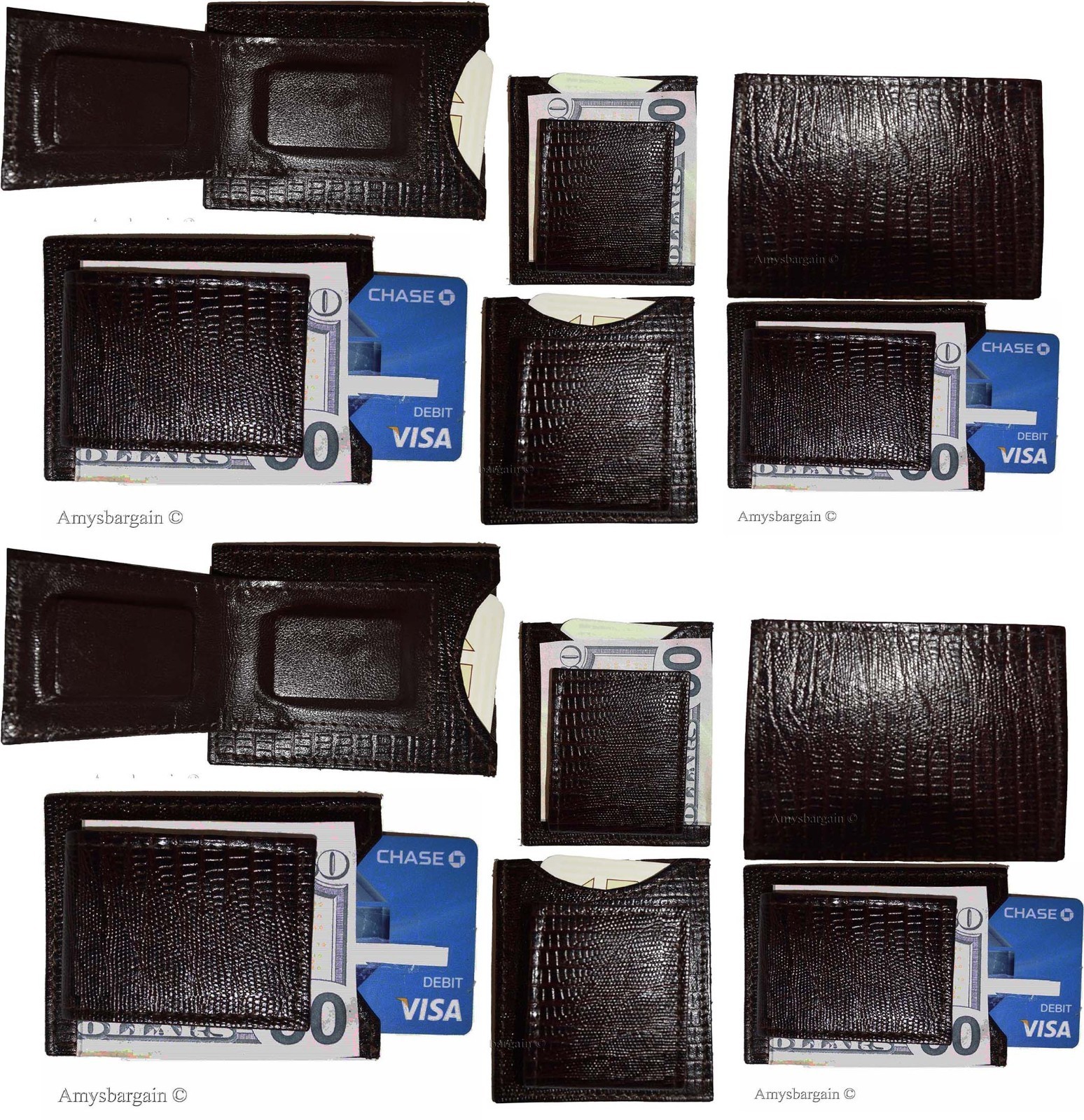Money clip Brown Lizard skin printed leather unbranded new money Clip Lot of 12 - Image 9