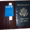 New Burgundy USA Leather passport case wallet credit ATM card case ID holder BN