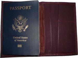 New Burgundy USA Leather passport case wallet credit ATM card case ID holder BN - Image 8