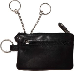 New Leather change purse, White Zip coin wallet, 2 pocket coin case w/key ring * - Image 7