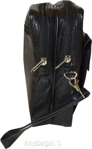 New Leather hand bag Mini bag Black handbag Unisex leather bag carry-on bag BNWT - Image 11