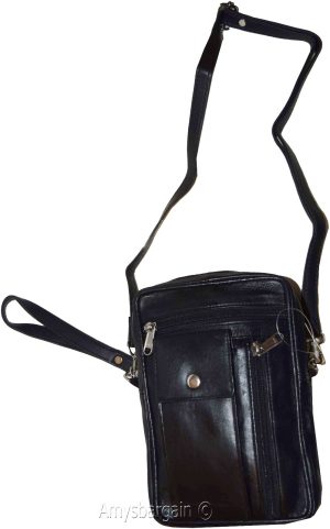 New Leather hand bag Mini bag Black handbag Unisex leather bag carry-on bag BNWT - Image 3
