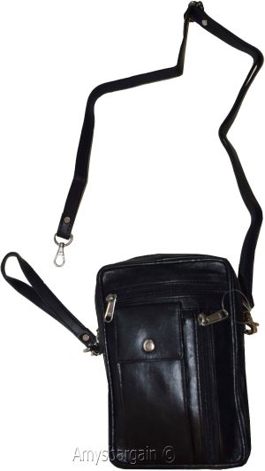 New Leather hand bag Mini bag Black handbag Unisex leather bag carry-on bag BNWT - Image 4