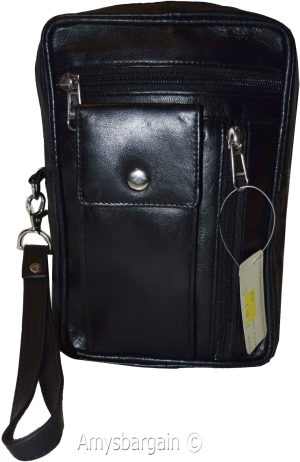 New Leather hand bag Mini bag Black handbag Unisex leather bag carry-on bag BNWT - Image 6