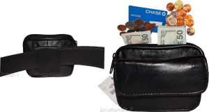 New Mini leather mens bag belt loop bag Black waist bag Business credit card nwt